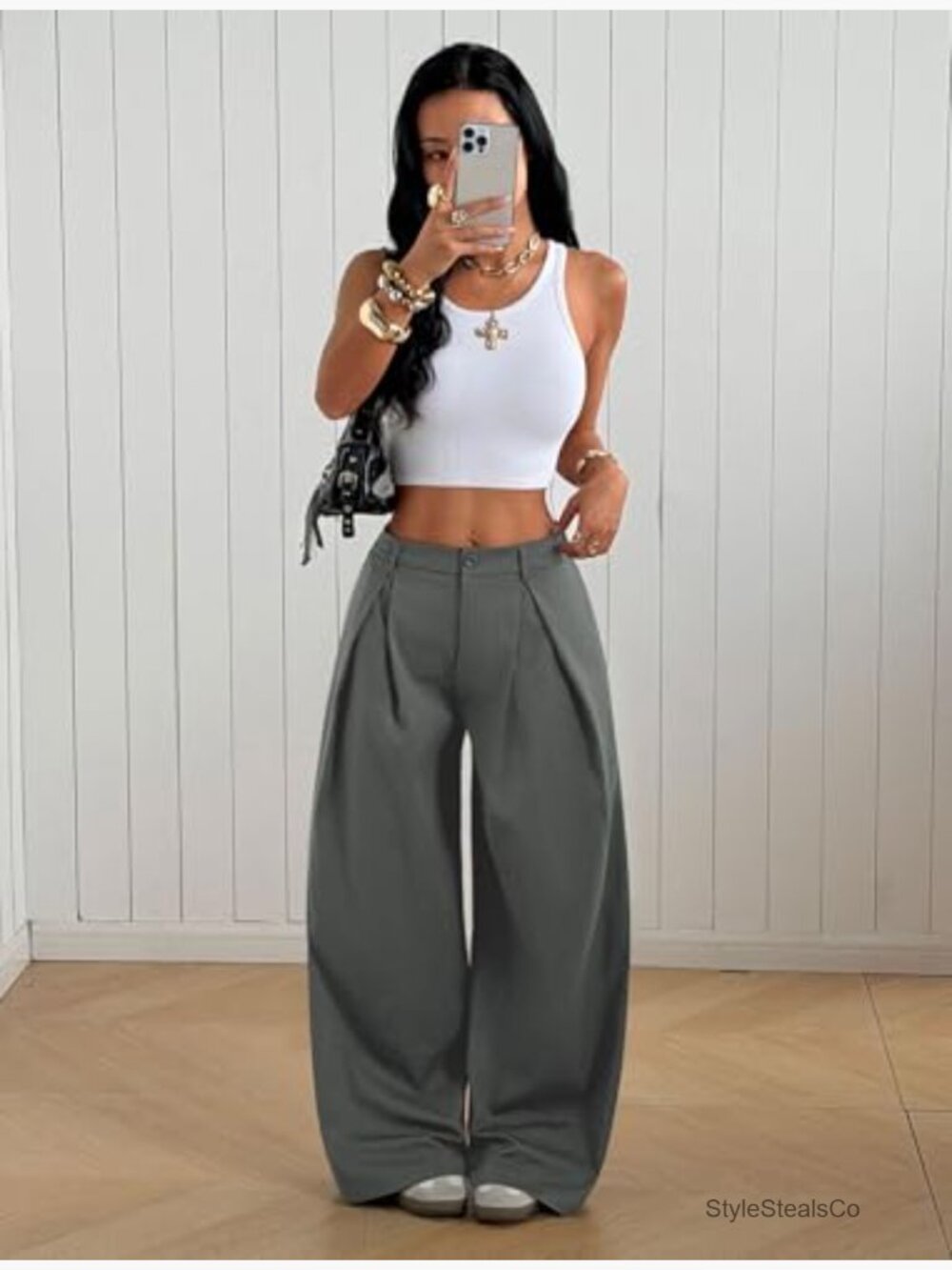 Parachute Pants Baggy Wide Leg Sweatpants with Pockets Y2K Streetwear Zipper - Picture 6 of 6